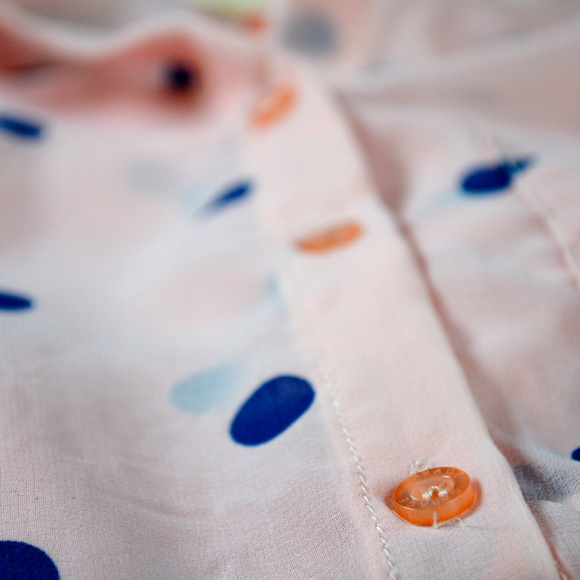 Blush/ Navy Polka Dot Blouse by Garage Size XS - Picture 7 of 8